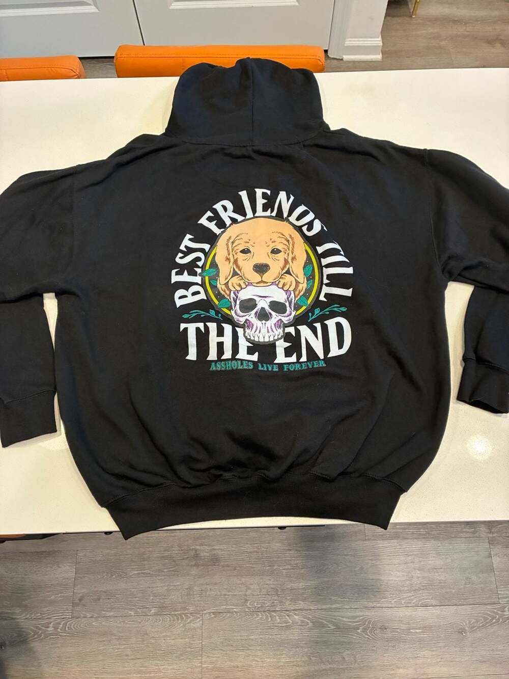 Assholes Live Forever Hoodie Size XL Black Cotton Pullover